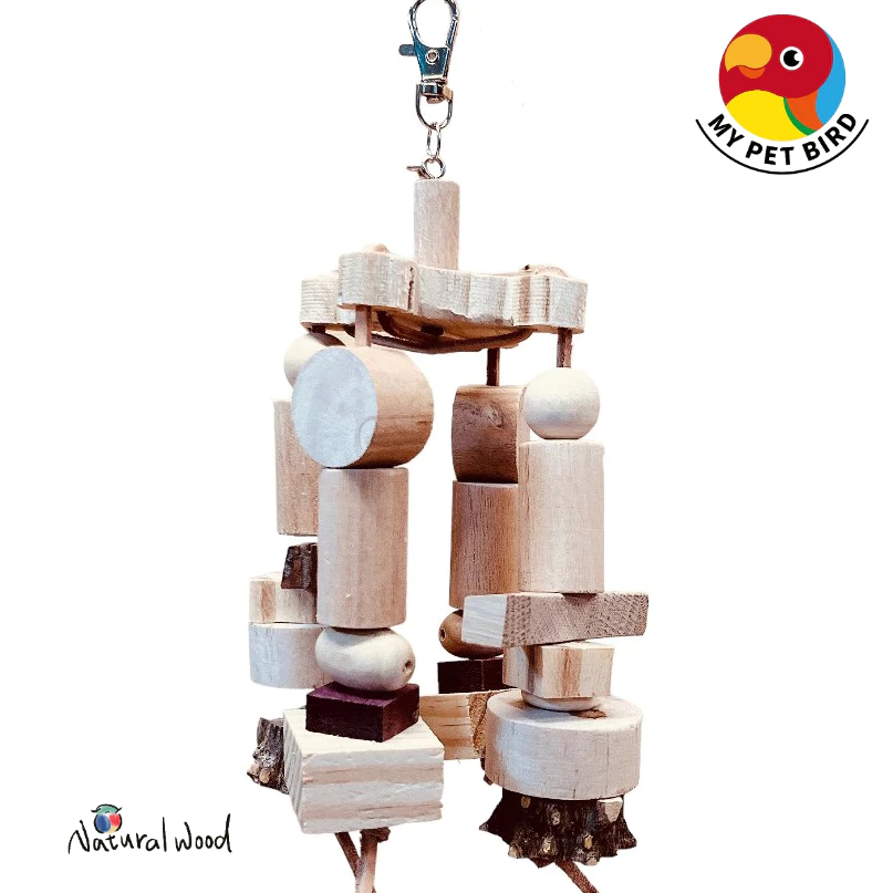 MY PET BIRD 獨特風鈴設計的鸚鵡啃咬玩具｜安全娛樂天然木質 w047