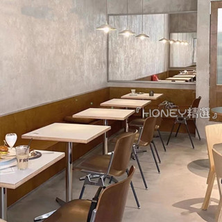 『HONEY精選』北歐樺木海洋闆桌中古小圓桌咖啡廳酒吧奶茶店洽談桌子不銹鋼桌腿