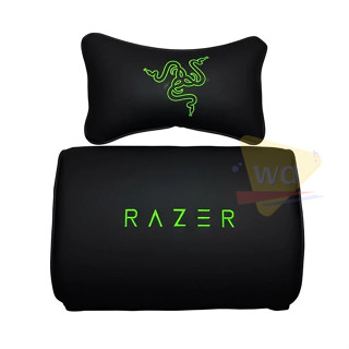 Razer/雷蛇皮質頭枕腰墊電競椅車用墊子頭靠頸枕傲風阿卡丁可調節 汽車枕頭 汽車靠墊 記憶枕 汽車靠枕 枕頭