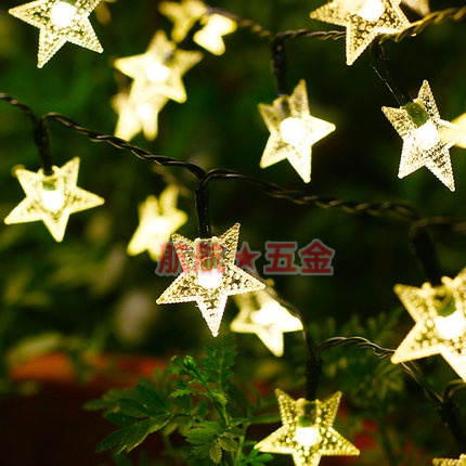 台灣現貨 太陽能滿天星閃爍彩燈串 星星燈串 led太陽能星星燈串 太陽能串燈 顆粒五角星戶外草坪 防水聖誕燈 庭院裝飾