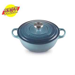 LE CREUSET-典藏琺瑯鑄鐵鍋媽咪鍋 24cm(水手藍-鋼頭-內鍋黑) 無卡分期 滿18可申辦 私訊聊