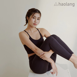 Haolang 墨黑運動緊身長褲/瑜珈/Leggings