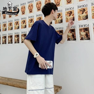 M-4XL 情侶短T恤 韓版INS素面大尺碼五分袖寬鬆短袖上衣【NL621277】