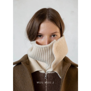 【現】ᴍᴜᴜ.ᴍᴜᴜ.ᴊ 設計款30%美麗諾羊毛 鈕扣針織圍脖 圍巾(2colors)./