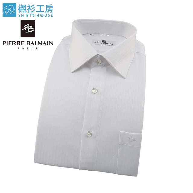 皮爾帕門pb白色緹花、上班族實穿必備、商務合身長袖襯衫66153-01-襯衫工房