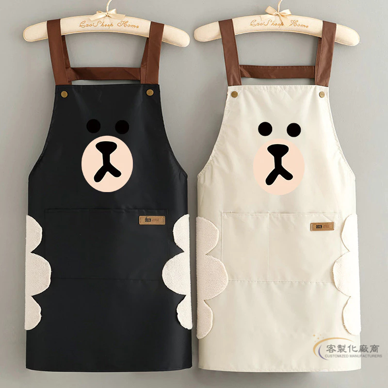 【全場客製化】 韓版時尚圍裙家用廚房做飯上班卡通工作服擦手圍腰防水無袖可客製