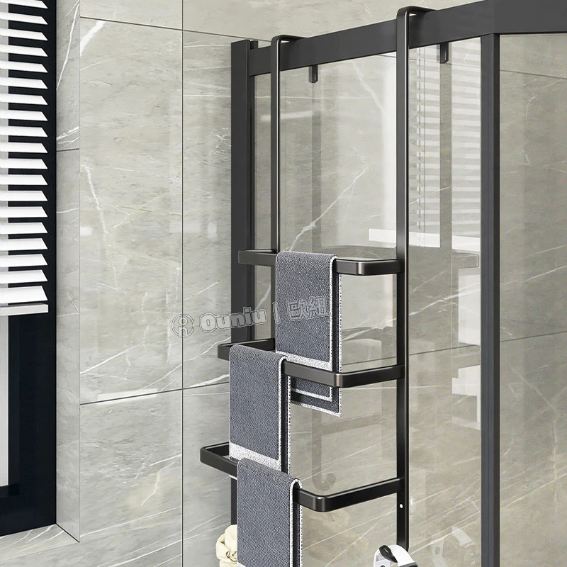Ouniu丨浴室毛巾架 淋浴房架子 玻璃門掛架 廁所浴巾架 晾毛巾桿 衛生間置物架