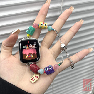 適用蘋果手錶多巴胺小怪獸拉伸款太陽花手鍊錶帶 apple watch s9錶帶 8 7 6 5 4 SE