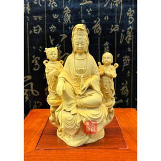 【東天佛俱】黃楊木善財龍女 觀音 觀世音菩薩 小佛像 小神像 佛像木雕 供奉擺件 居家擺飾