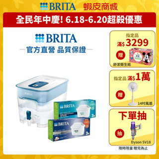 【BRITA官方】Flow MXPRO濾水箱(藍)+3入MXPRO去水垢濾芯+3入MXPRO全效型濾芯(共7芯)