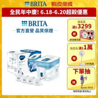 【BRITA官方】Flow MXPRO濾水箱(藍)+3入MXPRO去水垢濾芯(共4芯)