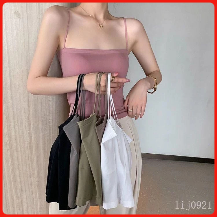 細肩帶背心女 吊帶背心 無痕背心 美背小可愛 免穿內衣背心 薄款背心 涼感背心 防走光背心 冰絲背心