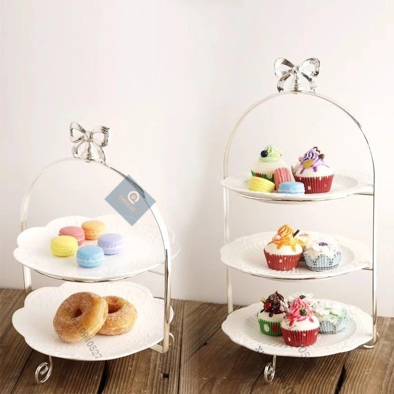 台灣出貨 日單 創意糕點下午茶托盤 歐式銀色三層架水果盤 點心盤 糕點盤 下午茶架 下午茶盤架 三層蛋糕架 三層架 火鍋