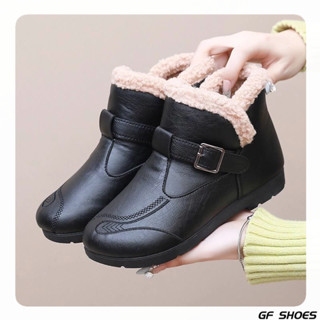 【GF SHOES】免運🔥 加絨皮面短靴 保暖短靴 冬季媽媽棉鞋軟皮毛絨老人奶奶加絨保暖軟底防滑短靴中老年女鞋