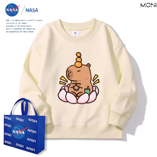 【臺灣出貨】NASA聯名卡皮巴拉長袖 兒童卡皮巴拉卡通衛衣 男女童裝 秋季潮流套頭長袖 兒童上衣～MONI