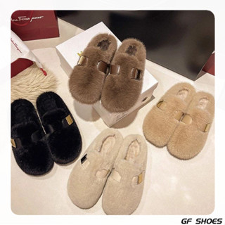【GF SHOES】免運🔥 外穿棉拖鞋 包頭拖鞋 勃肯鞋加絨女2024秋冬季新款毛毛拖鞋一腳蹬時尚保暖百搭平底半拖