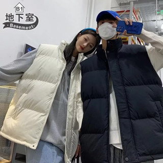 地下室B1-背心 韓國素色麵包外套 男生衣服 立領背心 情侶裝 麵包背心 男裝 大尺碼5XL【NL684030】