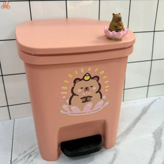 【臺灣出貨】卡皮巴拉垃圾桶 水豚可愛垃圾桶 腳踏有蓋家用紙簍 客廳兒童臥室高顔值厠所卡皮巴拉垃圾桶～尚品