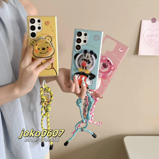 卡通 維尼熊 亞克力磁吸殼 適用三星s25ultra s24+/plus s23手機殼 防摔硬殼 配通用支架 手鏈掛繩