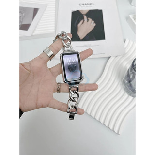 Oppo Watch Free / OPPO 手環 2 金屬牛仔鍊單圈手鍊錶帶配框 智能手錶替換錶帶時尚高級新款