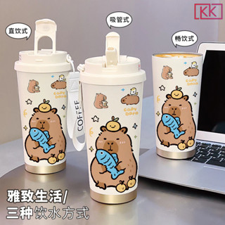 卡皮巴拉保溫杯 隨身杯 咖啡杯 保溫杯 保溫瓶 隨行保溫瓶 雙飲保溫瓶 水豚君 水豚咖啡杯 吸管咖啡杯 隨行水杯