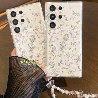 ins 天使小人 tpu防摔磁吸殼 適用三星s25 24 23 22 21ultra note10 20手機殼 配手鏈掛