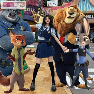 兔子警官服 秋季學院風迪士尼套裝裙 JK制服 朱迪警服 馬甲背心百搭襯衫高腰百褶半身裙女 兔子裝 萬聖節服裝 角色扮演