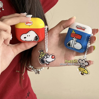 卡通 史努比頭像 送掛件 適用蘋果AirPods 1/2代 3代 4代 pro pro2代 無線藍牙耳機保護殼 防摔硬殼