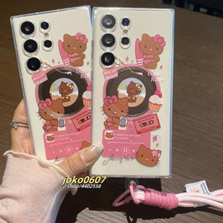 卡通 唱歌凱蒂貓 tpu防摔磁吸殼 適用三星s25 24 23 22 21ultra note10 20手機殼 配支架