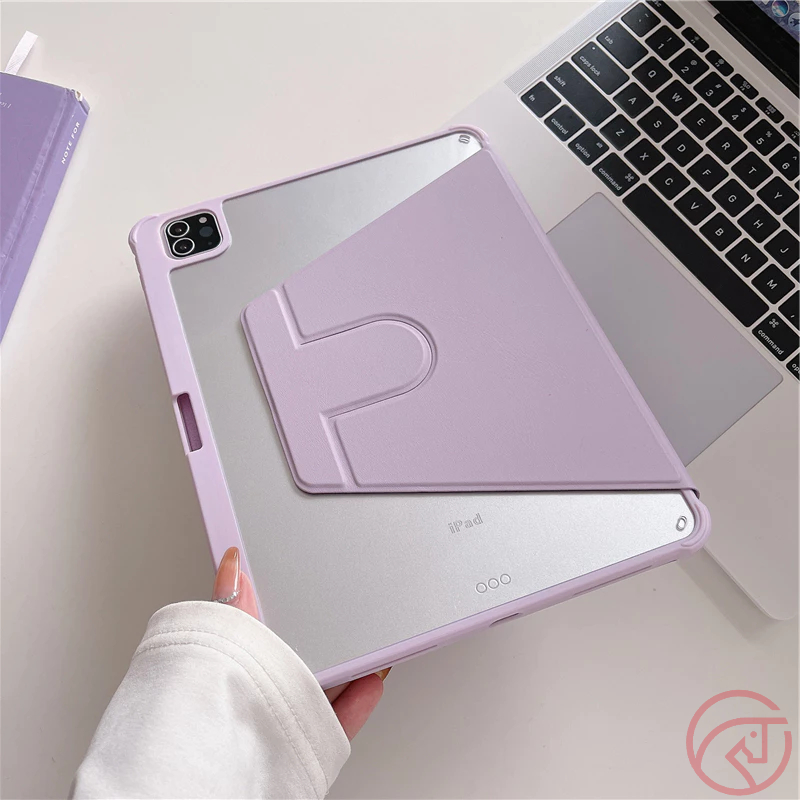 720°旋轉支架美殼 iPad保護套筆槽 透明保護殼 適用iPad 11 10 9 8 Air 6 5 mini 6 7