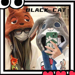 黑貓🐈‍⬛硃迪尼剋帽子網紅可愛卡通秋冬保暖加厚連帽氣囊耳朵兒童學生用