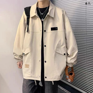 【臺灣出貨】日係工裝外套 男生外套 男生夾克 春秋季潮流復古寬鬆衣服 男生vintage外套 大碼外套 扣字外套～卓凡