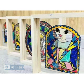 臺灣現貨 斑二舖︱仿玻璃畫框︱亞克力畫框 玻璃畫 玻璃框 實木相框 幼兒園diy彩繪 亞克力玻璃 安全畫框 ∣蝶古巴特