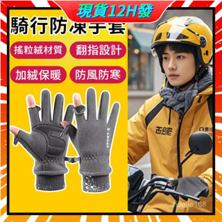 ❄️臺灣出貨❄️搖粒絨翻指手套 冬天外送員手套 機車手套 騎行手套 保暖手套 防風手套 加絨手套 防凍手套 防水手套