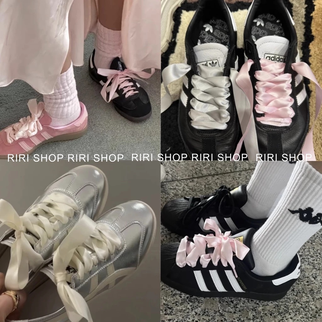 RIRI Shop｜隔日到貨｜【2條裝】絲綢緞緞帶鞋帶  球鞋配飾 阿甘鞋運動鞋貝殻鞋德訓鞋 SAMBA鞋帶 DIY改造