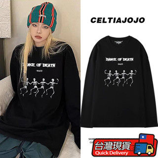 【 𝑭𝒍𝒐𝒘𝒆𝒓𝒔𝒆𝒂】BF美式 設計感 高街 黑色長袖T恤 慵懶風 潮酷 內搭上衣 女生上衣 純棉T恤