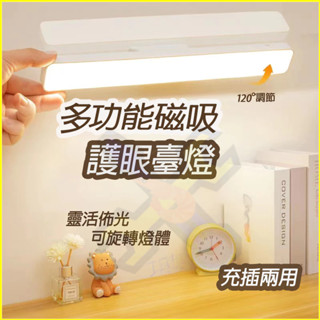 【臺灣快速出貨】🦐磁吸燈護眼檯燈 三色調光 可旋轉護眼燈 USB充電 酷壁燈 觸控燈 閱讀燈 充電燈 小夜燈 宿舍學習燈