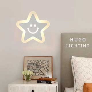 【雨果燈飾 含稅附發票】現貨 微笑 星星壁燈 笑臉壁燈 全電壓LED壁燈 簡約吸頂燈 過道走道燈 臥室燈 床頭燈 造型燈