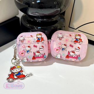 kitty騎摩托舉啞鈴 適用於Airpods4代 3代 1/2代藍牙無線耳機殼Airpods pro/pro2防摔耳機套
