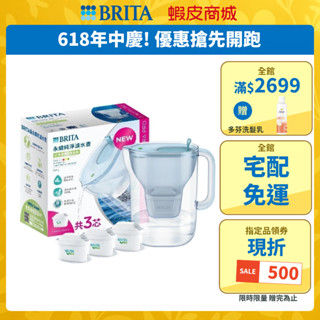 【BRITA官方】Style純淨 永續版(冰川藍)+2入MXPRO全效型濾芯(共3芯)