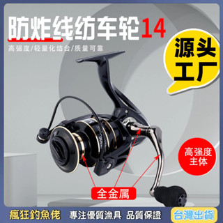 【瘋狂釣魚佬】紡車輪全金屬斜口CNC海竿輪搖把紡車輪遠投路亞魚輪 路亞捲紡車式捲線器 固定線軸捲線器