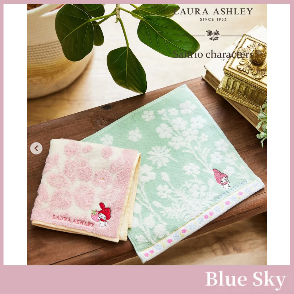 日本代購 Sanrio x Laura Ashley 可愛刺繡毛巾手帕 迷你方巾 酷洛米美樂蒂Melody 旅行外出收納