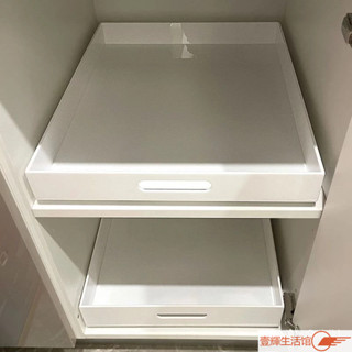 🔥臺灣熱銷 亞剋力廚房定製抽屜託盤長方形底部免釘抽拉滑軌櫥收納籃懸空按照抽拉式收納盒 滑軌拉籃 櫥櫃內抽屜置物架 抽屜