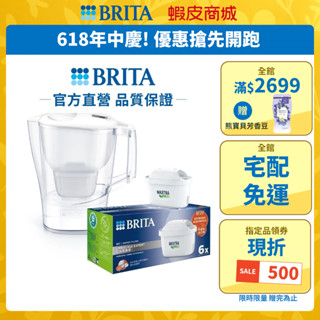【BRITA官方】Aluna愛奴娜MXPRO濾水壺+6入MXPRO去水垢濾芯(共7芯)