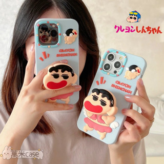 可愛 卡通 蠟筆小新 防摔 支架 矽膠 手機殼 iPhone 16 15 14 13 12 pro max 11 保護殼