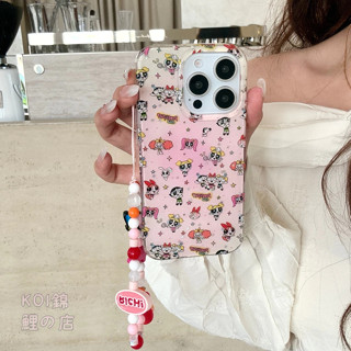 可愛 卡通 飛天小女警 動漫 防摔 手鏈 手機殼 iPhone 16 15 14 13 pro max 蘋果 保護殼