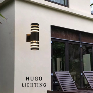 【雨果燈飾】【含稅附發票】E27燈頭*2 含LED泡 戶外壁燈 防潮壁燈 防水壁燈 走道燈 車庫燈 屋簷燈 造景燈LED