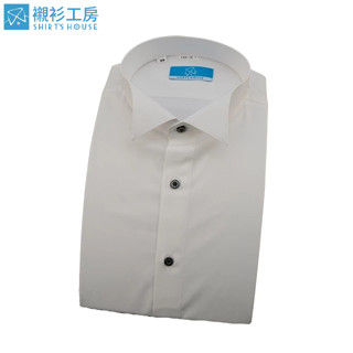SHIRT'S HOUSE白色素面禮服領、歡慶正式場合穿著、合身長袖襯衫88138-01-襯衫工房