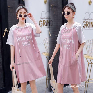 臺灣出貨💥孕婦裝 夏裝孕婦洋裝 孕婦短袖上衣 外出時尚款裙子 夏天連帽孕婦連身裙 夏季上著 洋裝YYDS