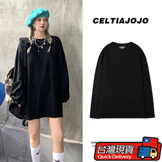 【 𝑭𝒍𝒐𝒘𝒆𝒓𝒔𝒆𝒂】黑色 百搭 長袖T恤 寬鬆oversize 慵懶風 打底 內搭上衣 長T 女生上衣 長袖